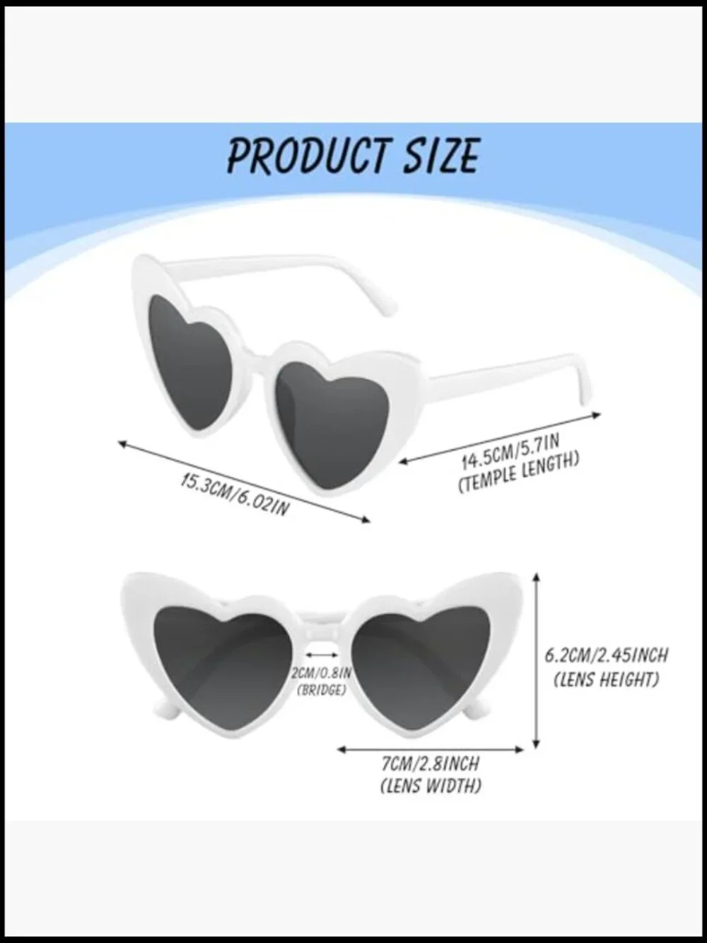 Heart Shaped Sunglasses, UV400 Protection, Polycarbonate Material